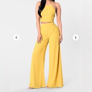 Fashion Nova Sunny Yellow Wide Leg Pants
